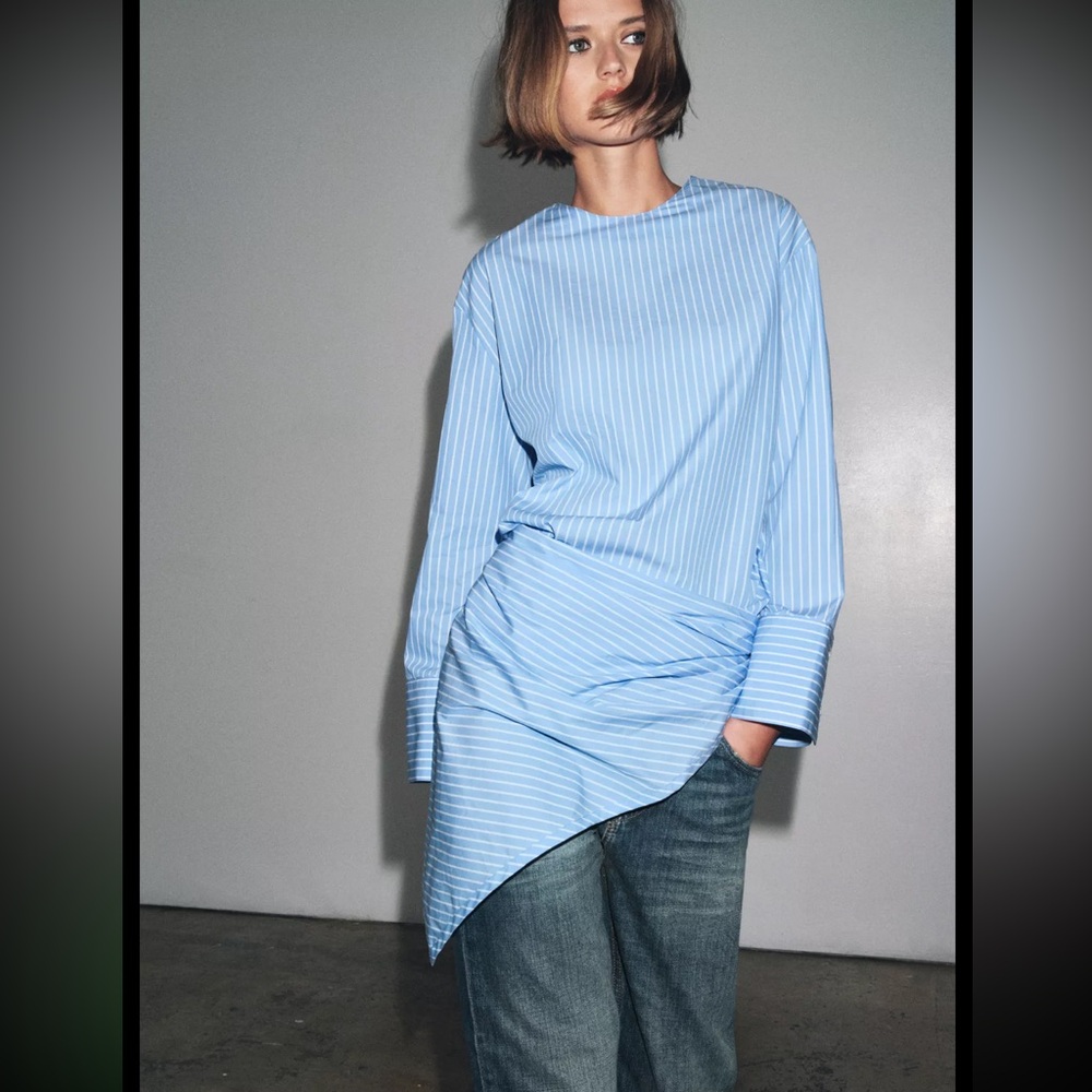 ZW COLLECTION STRIPED SHIRT WITH MULTI-POSITION SCARF